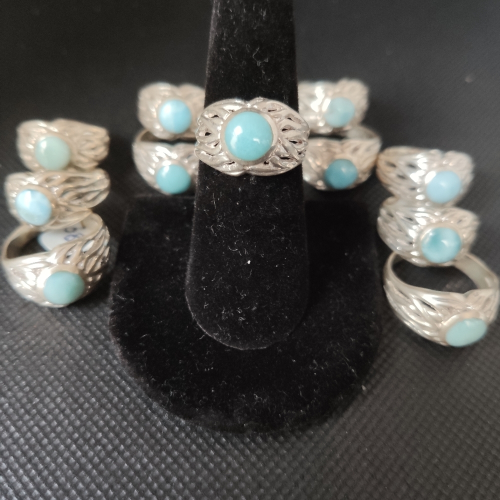 Beatiful Larimar Roots Silver 925 Ring - image 4